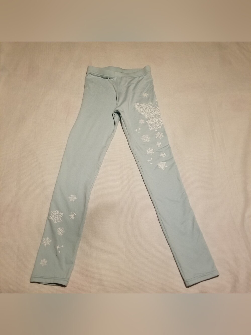 Pink Sparkle Girl's 10/12 Ice Blue Leggings With White Snowflakes & Butterfly